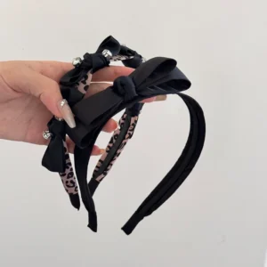 Leopard print headband Korean style fashion hair accessory for women versatile bow hairband